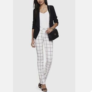 Express Editor White & Black Windowpane Plaid Pants